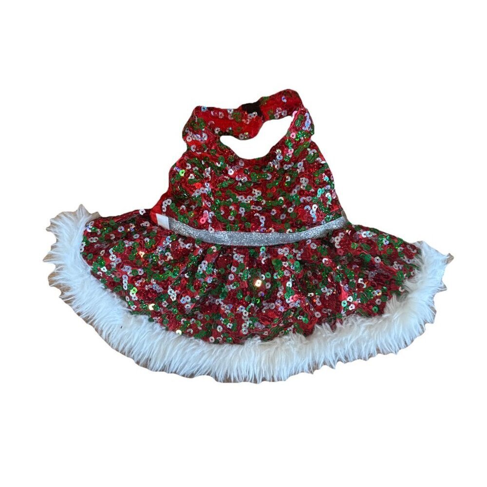Build A Bear Dress Red Green Sequin Dress  ~ Christmas Holiday Outfit